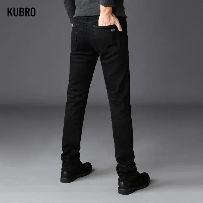 Men Classic Fashion Brand Jeans Man Stretch Black