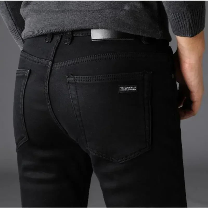 Men Classic Fashion Brand Jeans Man Stretch Black