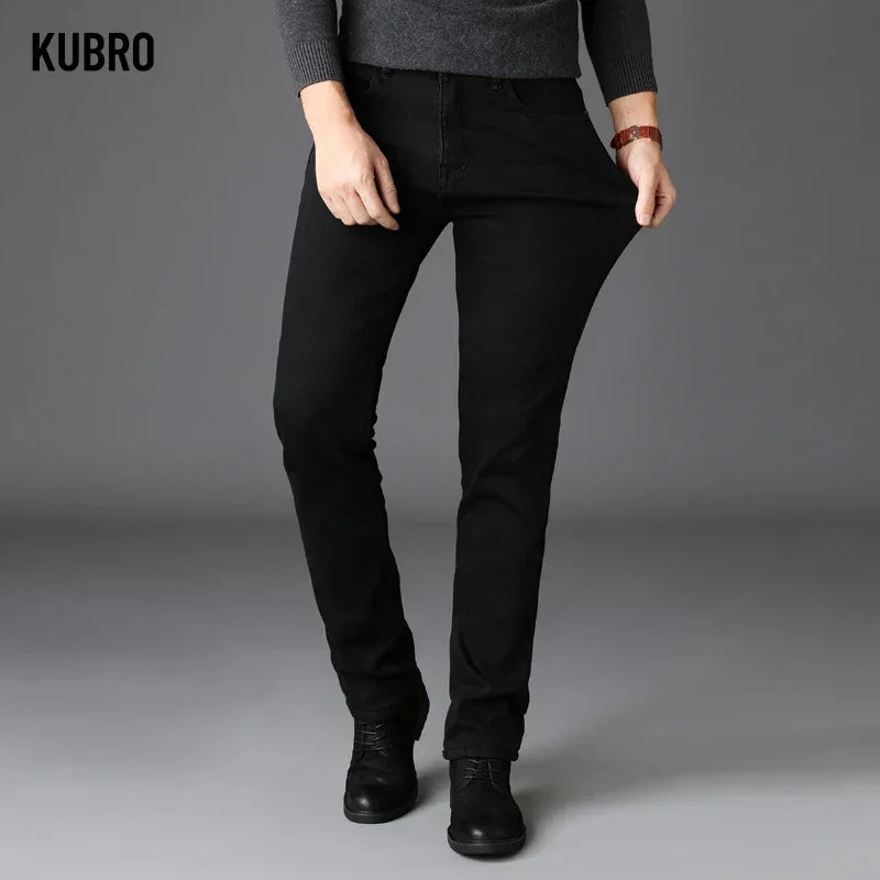 Men Classic Fashion Brand Jeans Man Stretch Black